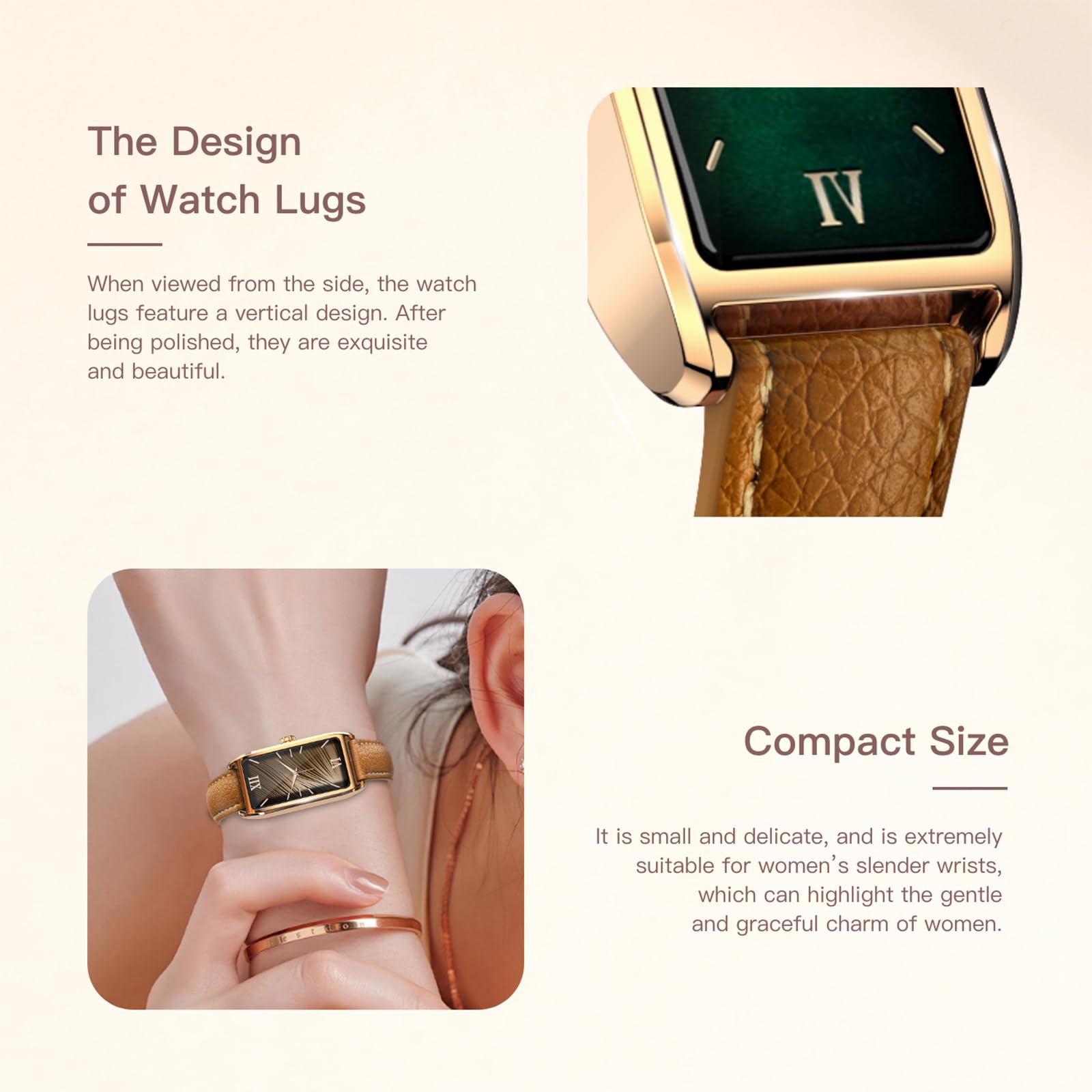 Fitness Tracker Mujer Elegante Smartwatch con Monitor de Sueño Frecuencia Cardíaca Podómetro Contador de Calorías Ciclo Menstrual Relojes de Lujo para Mujeres Cuero Rosa Smartband