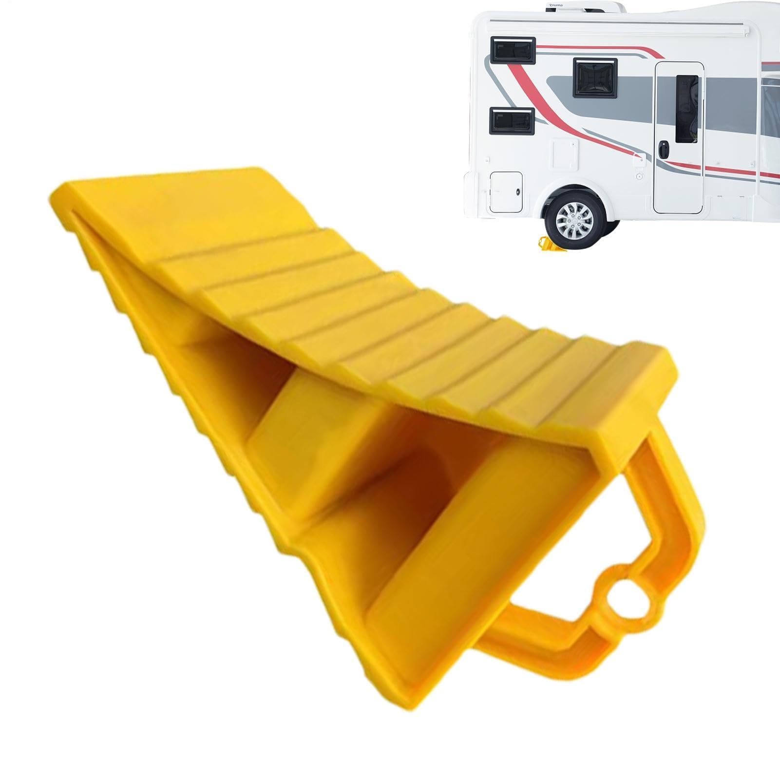 Muiltvoe Wheel Chocks For RV, Compact Wheel Stoppers Non Slip Pads For Parking Caravan Anti Roll Wedges, 7.87x4.72x4.33 Inch ABS Safety Chocks For Leveling Motorhome Trailer Camper
