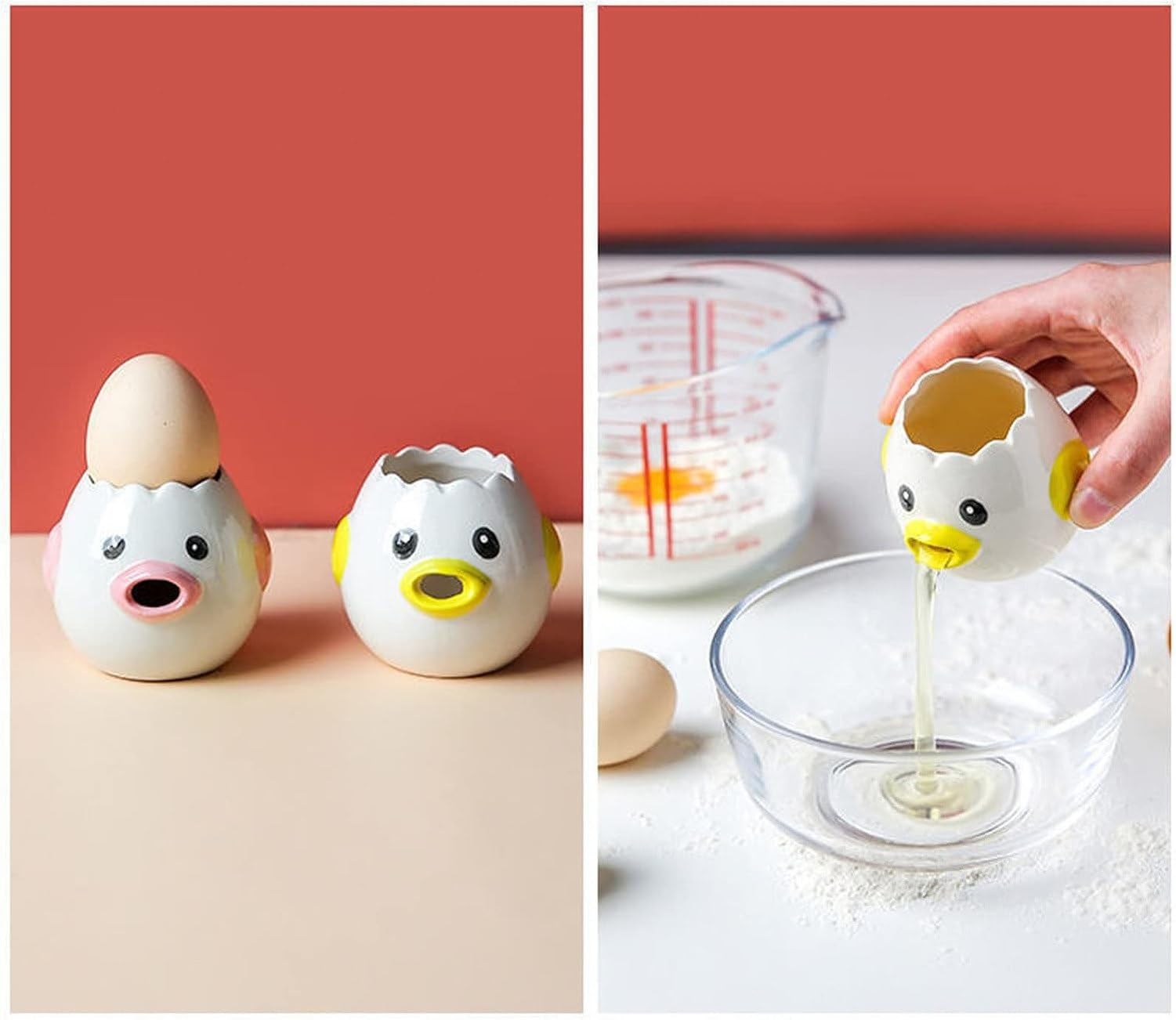 Séparateur à œufs en céramique Rose et Jaune pour Cuisine