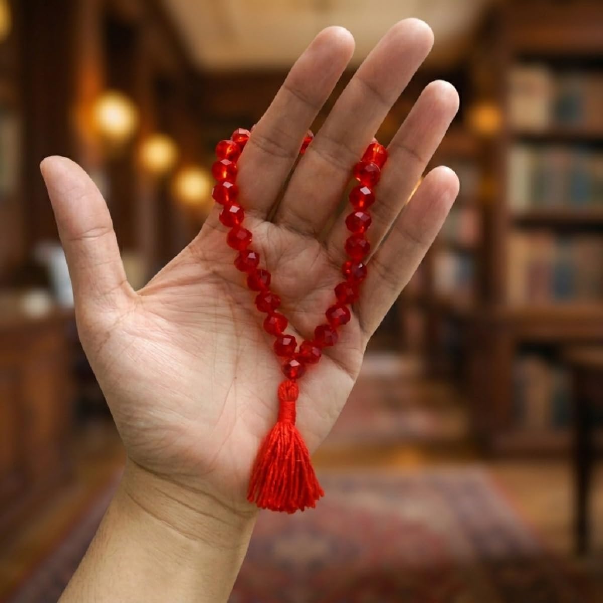 numeroastro Red Crystal Mala Diamond Cut Beads Mala for Jaap (10