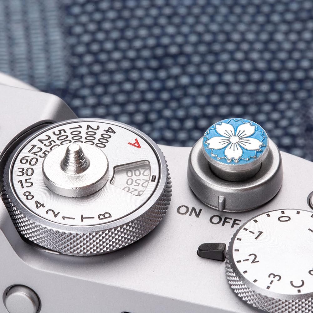 Camera Metal Hot Shoe Cover Shutter Buttons for FUJIFILM X100VI X100V XPro3 XPro2 XPro1 X-T4 X-T3 X-T50 X-T30 for NikonZF Z5 Z6 for Canon (Blue-Set)