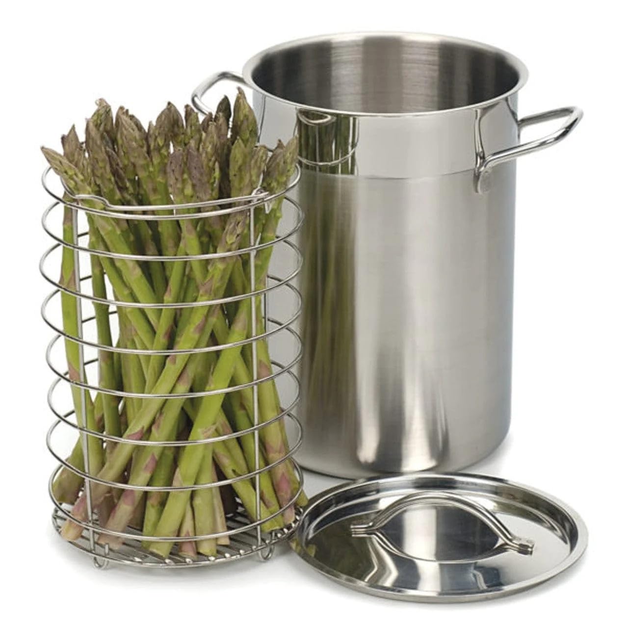 Stainless Steel Asparagus Pot Steamer Cooker with Basket and Lid Pasta 14 cm -6 Litre