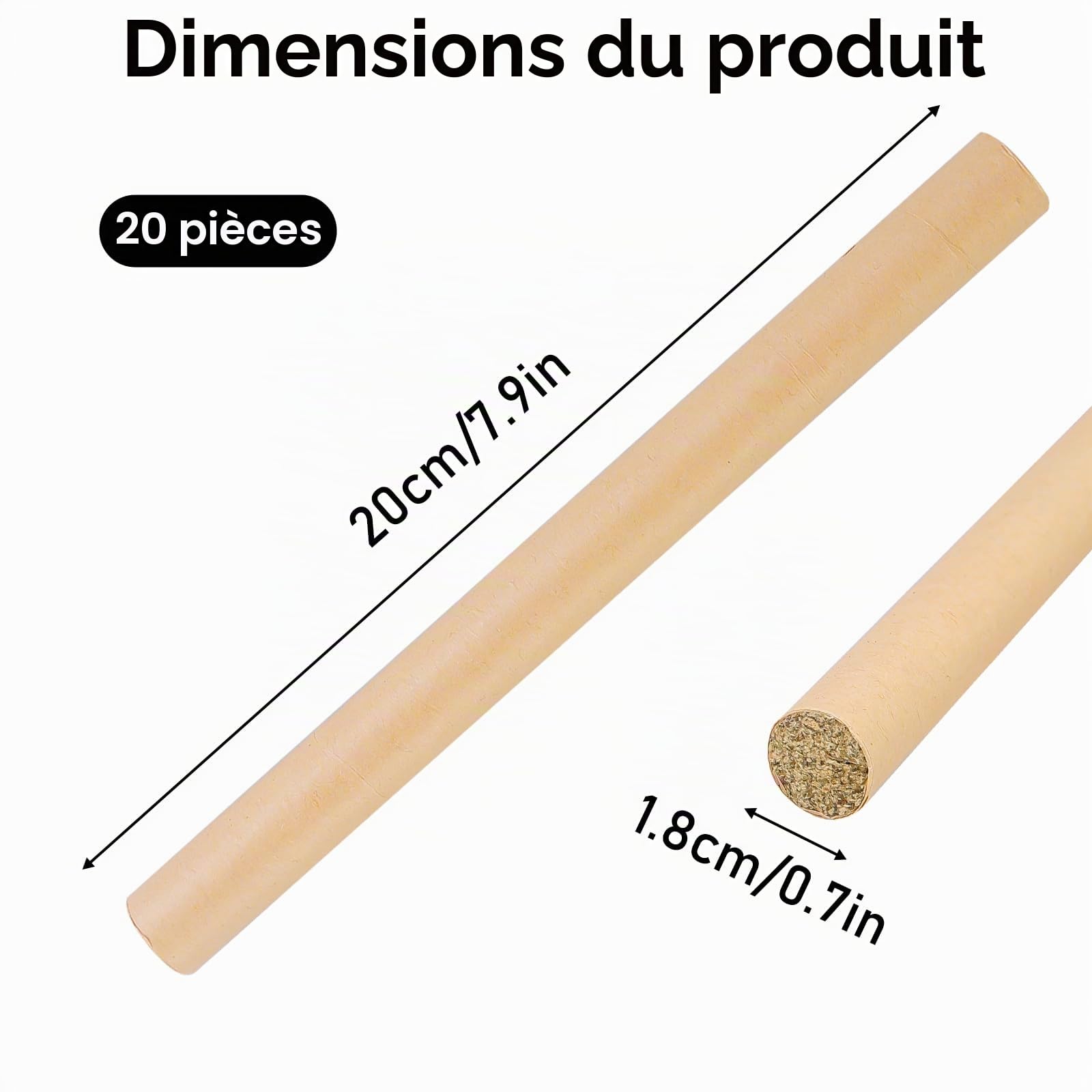 Moxa Lot de 20 rouleaux de moxa pour cigares 18 mm x 200 mm Bâtons de moxibustion Column Stick, bâtonnets de moxa pur naturel de qualité pour moxibustion douce, soins de santé, guérison partielle du