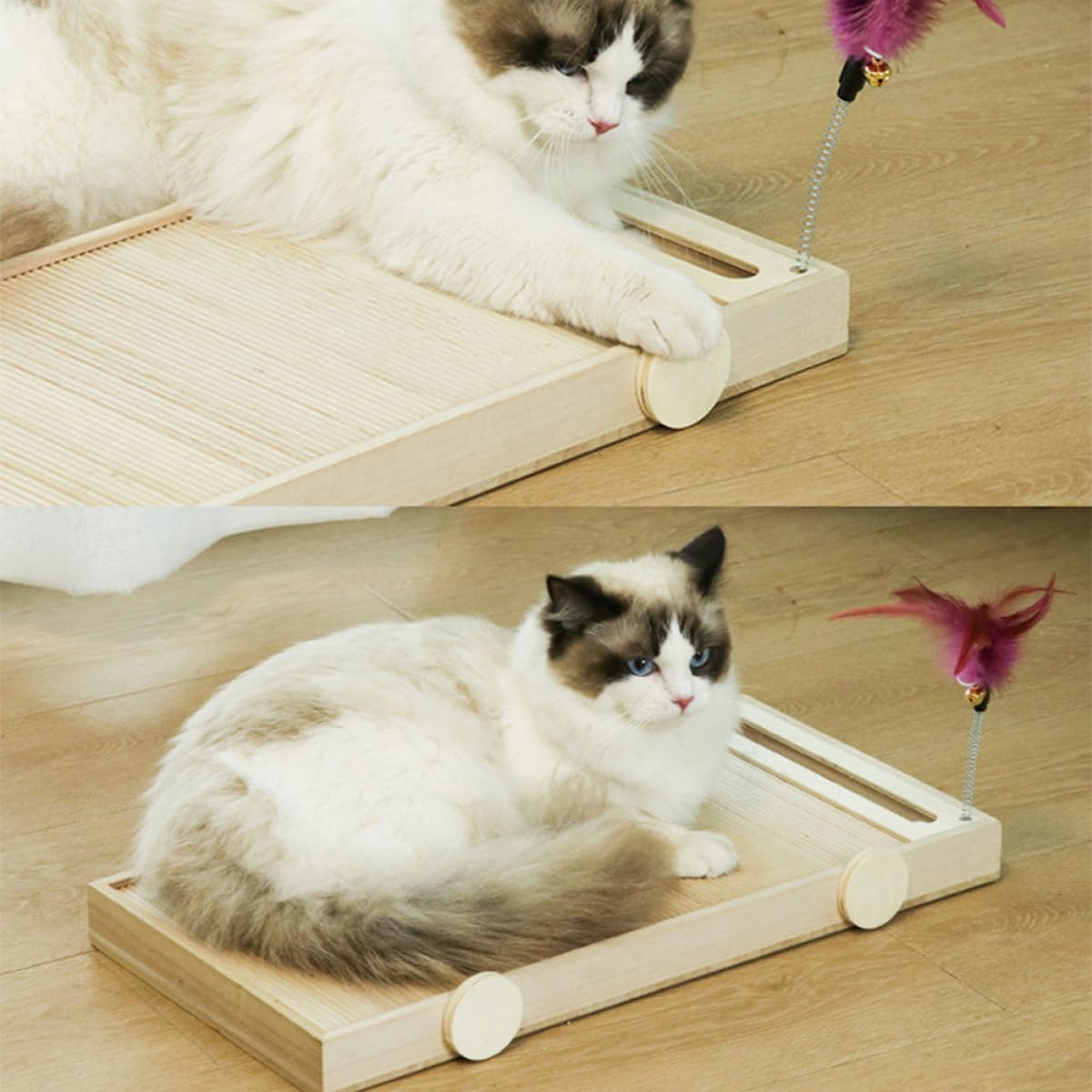 Tiragraffi Protezione Divano e Multifunzione per Gatti in Legno Resistente e Riduzione Comportamento Distruttivo, Accessorio per Domestici