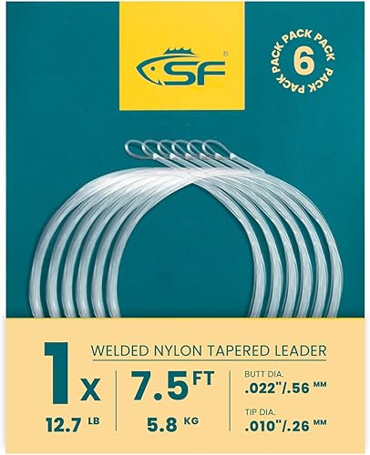Miniatura 24 de SF Líder Cónico Pre-Atado con Lazo para Pesca con Mosca de Nailon Transparente para Trucha de Agua Dulce y Salada Bonefish Permit Lubina Salmón