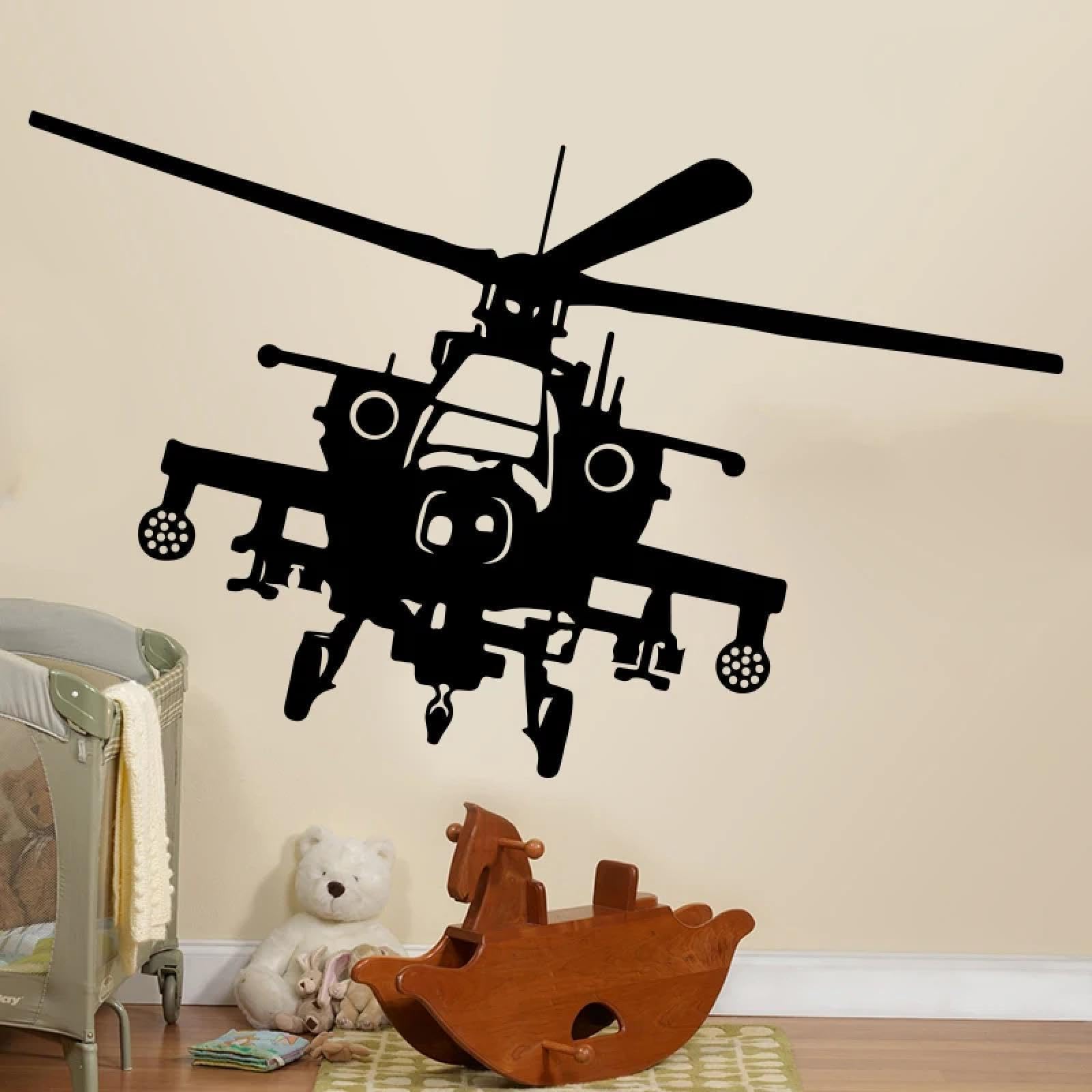 YOUOUSI Helicopter Airplane wall Decals, Baby Nursery Vinyl Boys' Room playroom Art Military Flying Fighter Jet wall Decals