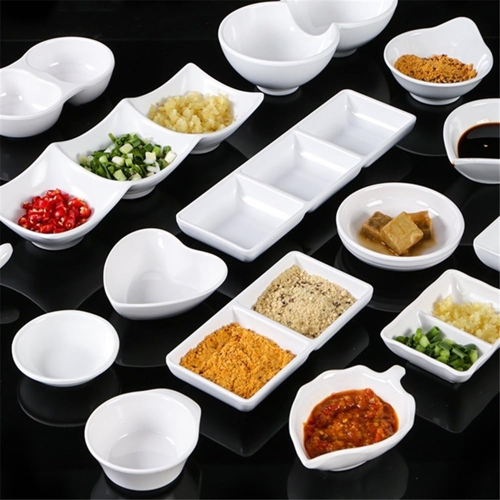 Ciotole per Salse di Soia Salsa di soia Bianca, contorni rettangolari, Ciotole for Salse, Ketchup, condimento for Sushi Ciotole per Snack