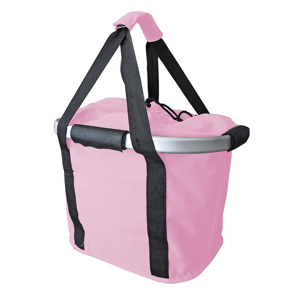 Cesta de bicicleta MVTEK rosa para llevar tu compra con desmontaje rápido 2