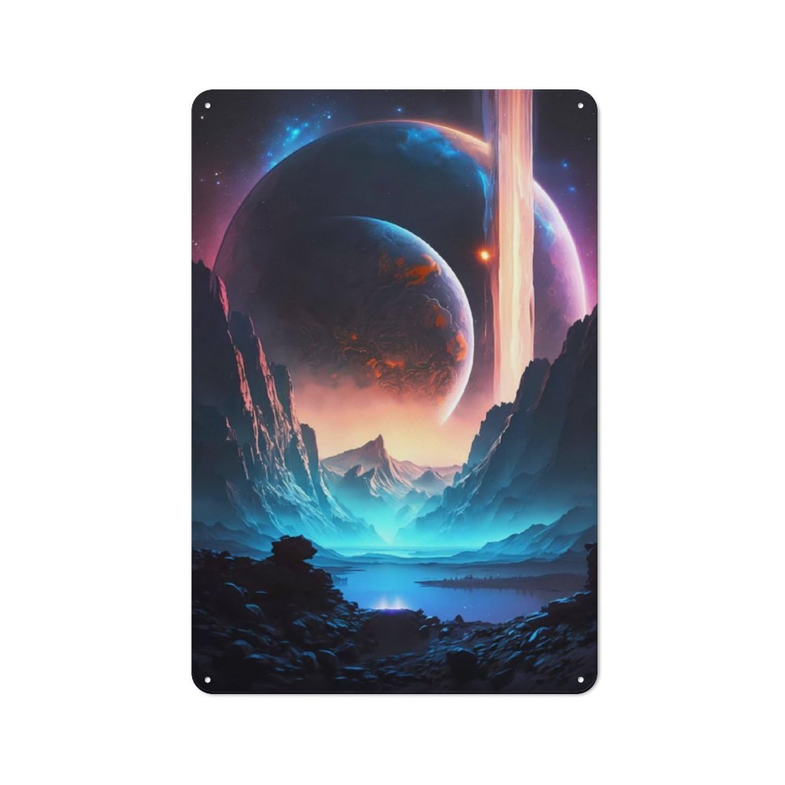 Bistro Style Cosmic Scenery Symphony Decorative Metal Plaque 30x20cm, Bistro Wall Plaque for Tea Room, Shop Wall Or Breakfast Area