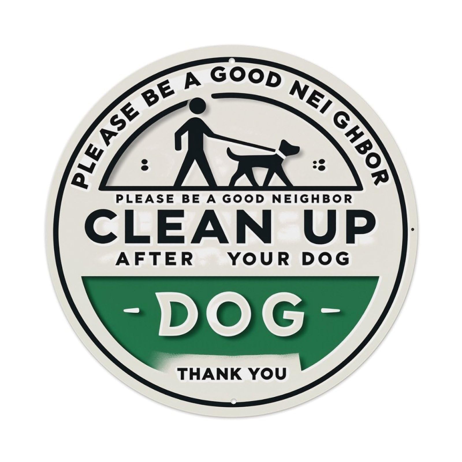 Please Be A Good Neighbor Clean Up After Your Dog Thank You Vintage Metal Tin Sign Retro Wall Decor for Home Bar Garage Cafe, Indoor & Outdoor Decorative，circle Metal Poster, 8x8 Inch