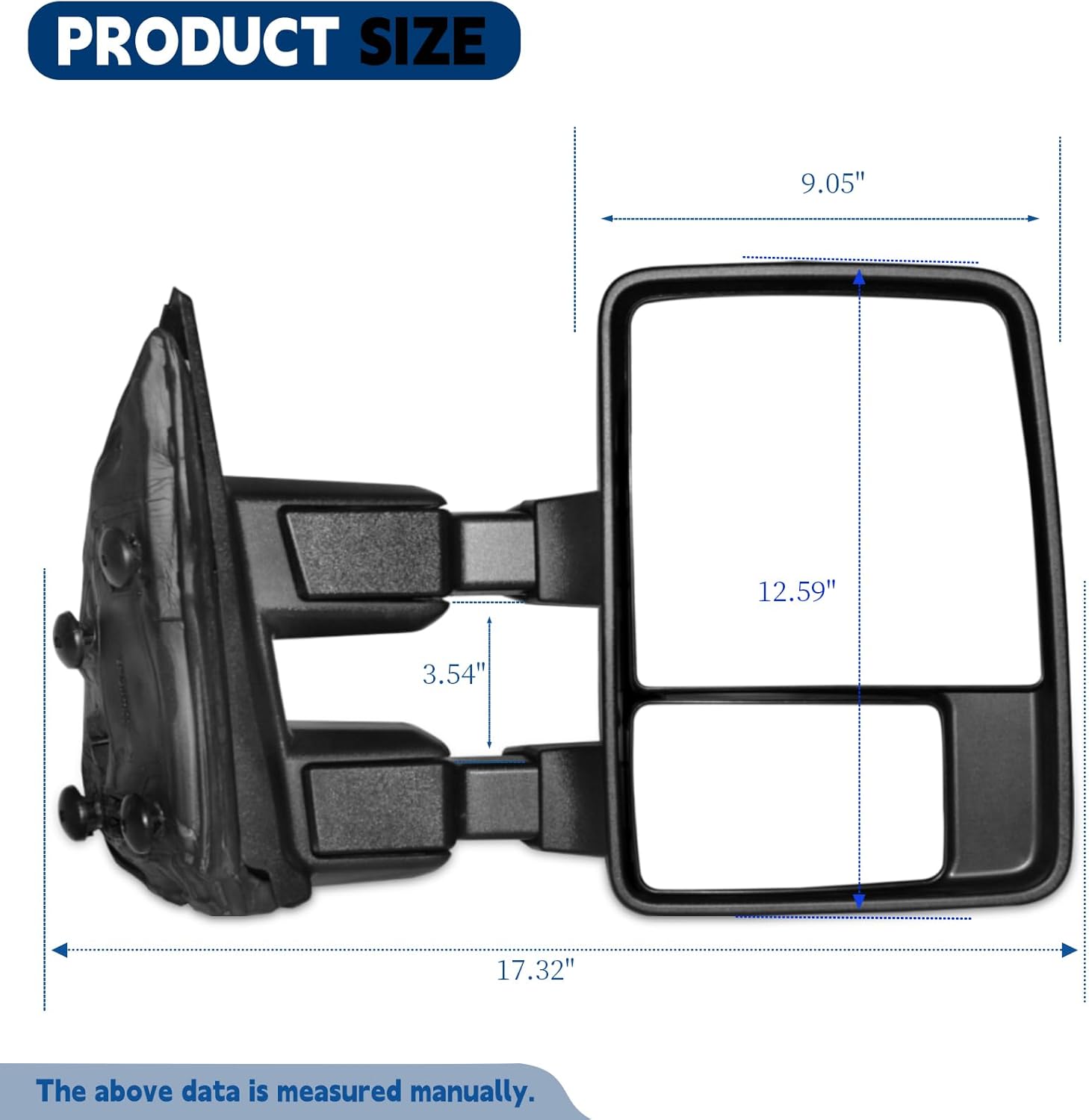 aerdm towing mirrors fit for 1999-2016 ford f250 f350 f450 f550 super duty tow mirror smoked signal light manual glass telescoping folding side mirrors pair set black