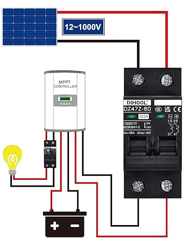 Miniatura 2 de DIHOOL Interruptor solar 2P 1000V de la desconexión del montaje en carril del estruendo del disyuntor de DC de 60 amperios