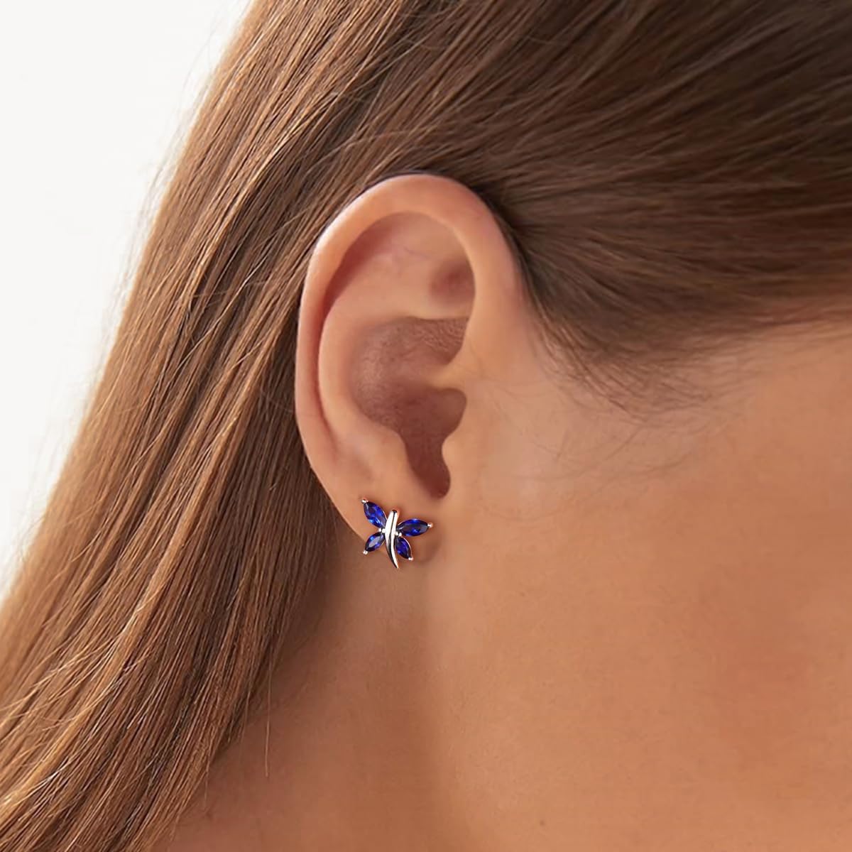 925 Sterling Silver Dragonfly Stud Earrings for Women Trendy Dainty Cute Earrings Ruby/Sapphire/Emerald Gemstone Studs Birthstone Anniversary Jewelry - Image 7