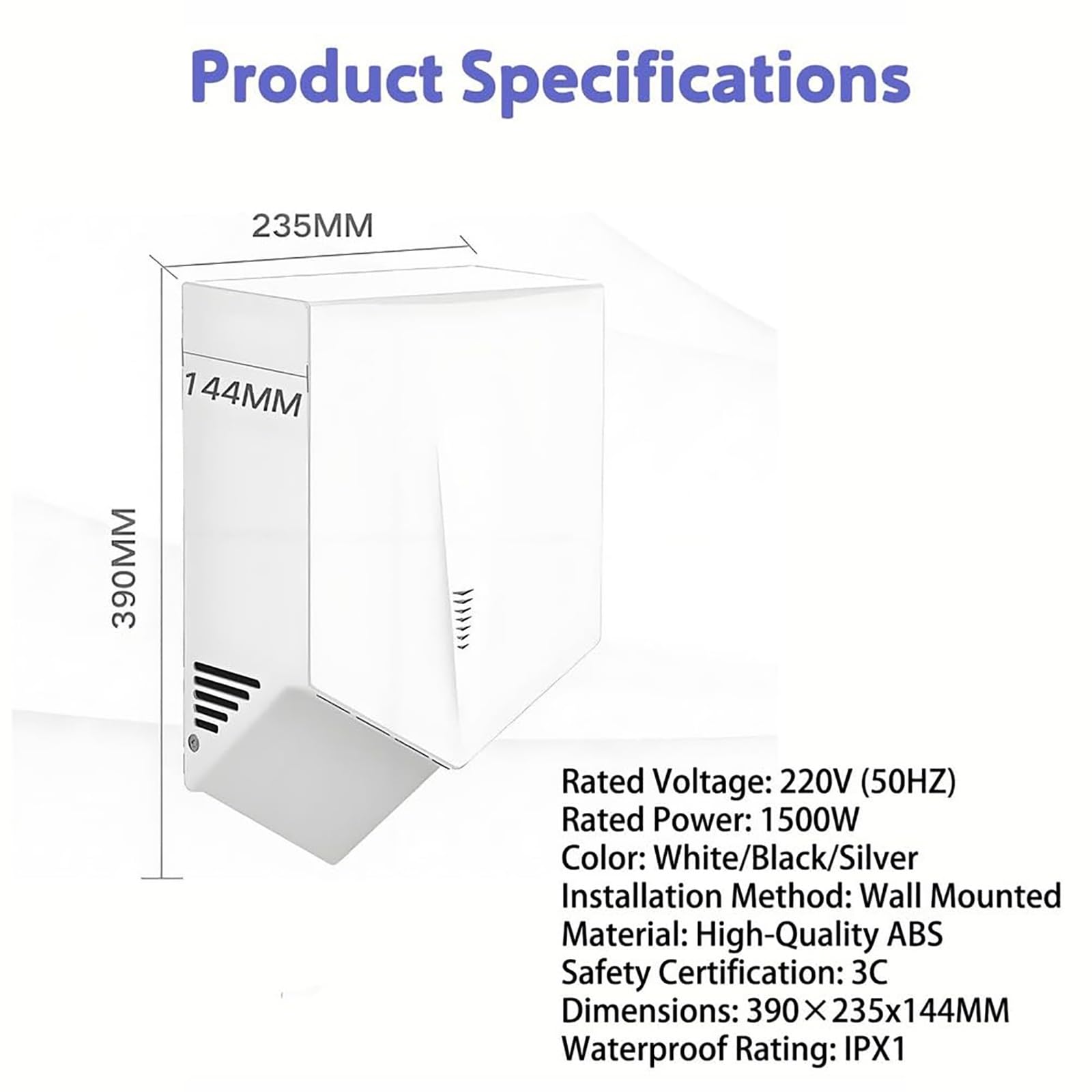 Premium Händetrockner - Elektrisch, Edelstahl Mit Sensorautomatik Und Filter, Automatisches Gerät Für Innenräume Hotel Haus Bad, 6-10 Sekunden Trocknung, Umweltfreundlich Und Effizient(White)