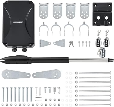 CO-Z Automatic Swing Gate Opener Kit, Electric Gate Opener for Doors up to 660lb 18ft, Driveway Home Garden Gate Opening System for Swing Gates, Gate Complete Kit with 3 Remote Controls & Release Keys