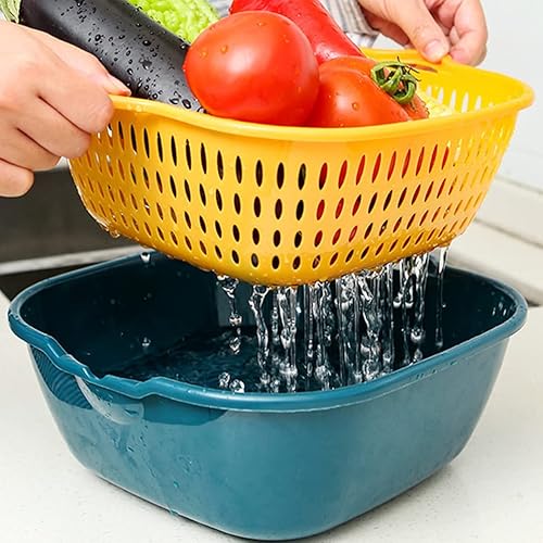 Miniatura 7 de LIFKOME Juego de 6 coladores de drenaje desmontables de plástico multicapa para cocina, colador de alimentos para frutas, verduras, cestas de