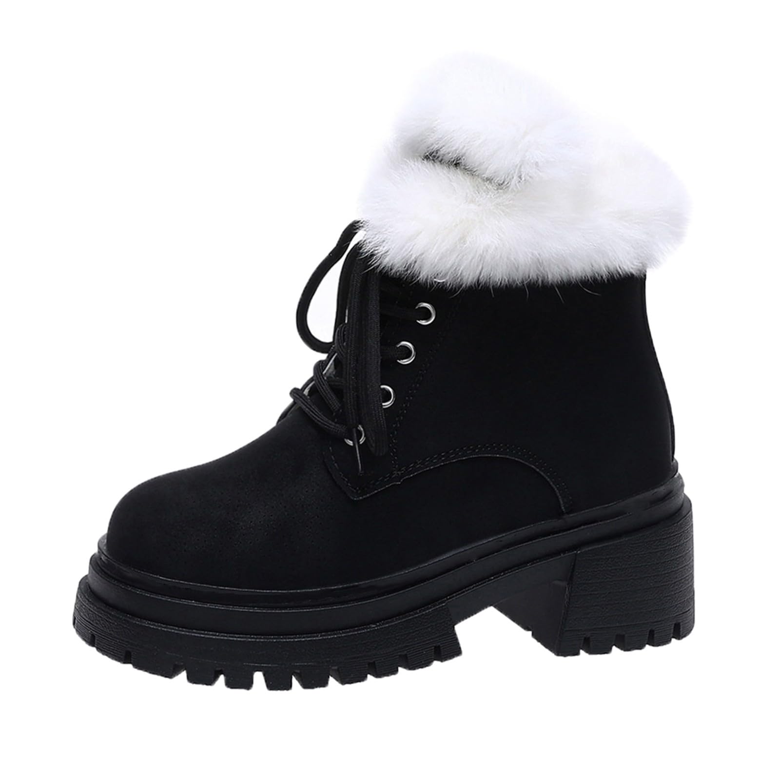 Botas con cordones para mujer, forradas, botas de invierno con plataforma