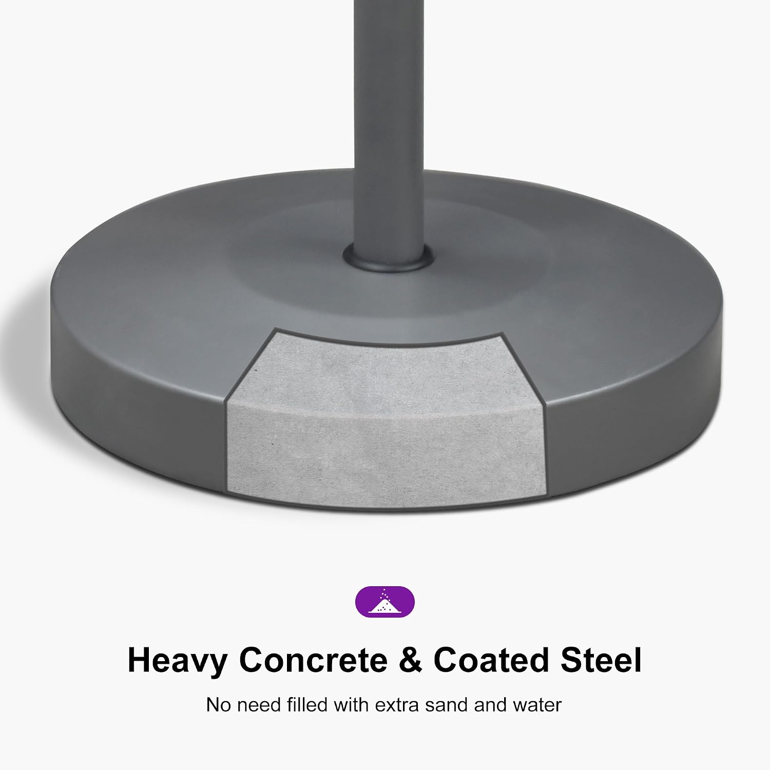 PURPLE LEAF Patio Umbrella Base Stand AT4035 Market Table Umbrellas Outdoor Heavy Duty Round Concrete Stand 77 LBS Black
