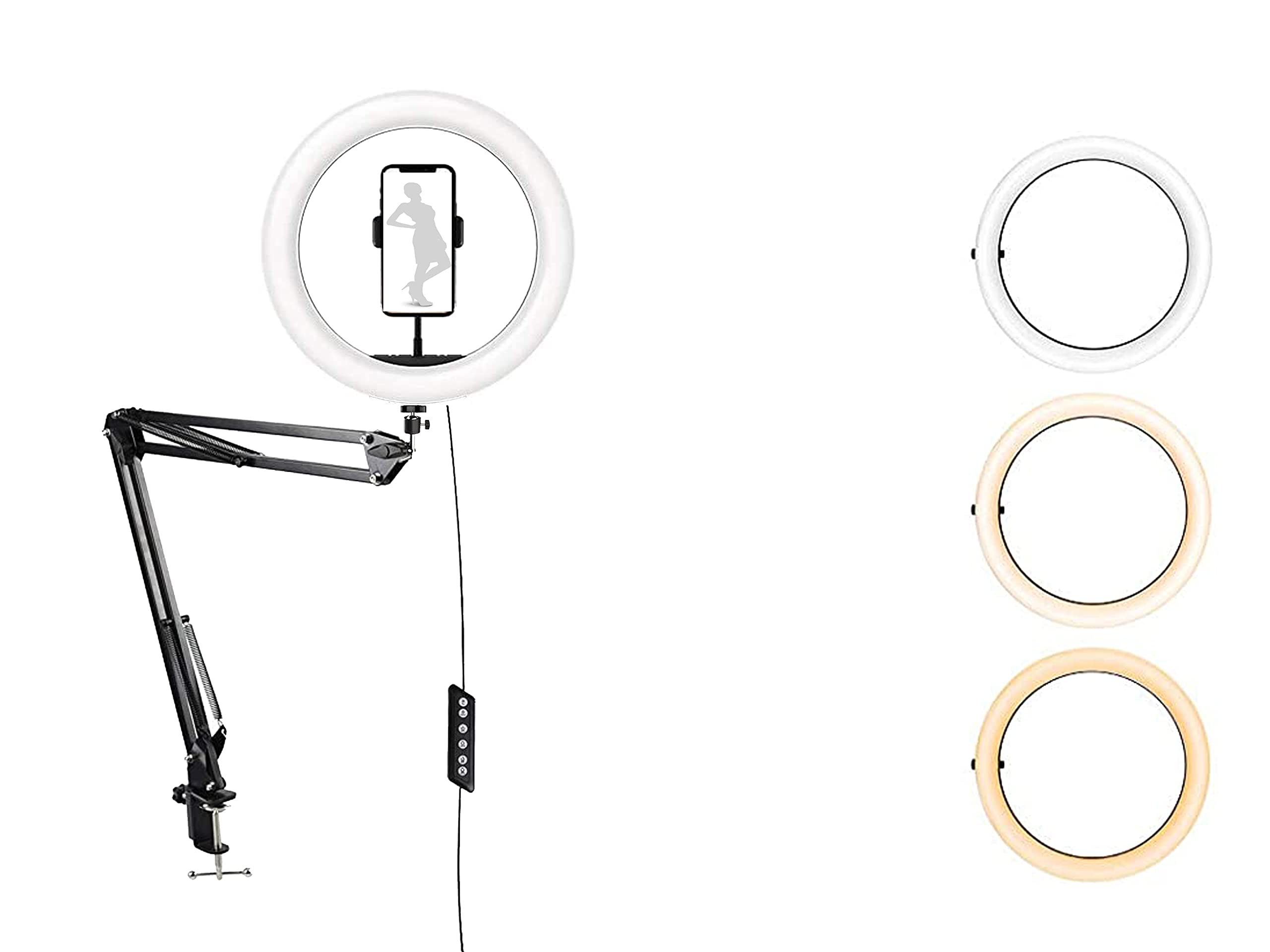 ADZOY Professional Combo of 12 Inch Ring Light & Overhead Suspension Arm Stand (Table Lamp) for Cell Phone, Baking, Craft, Calligraphy, Drawing, Online Lesson, Video Recording (12_Inch_RGB) (B0BFX8P65T) Amazon Price History, Amazon Price Tracker