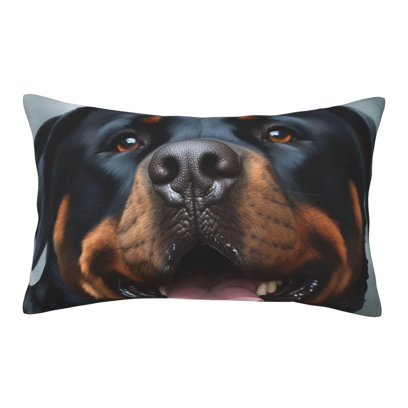 Velvet Pillowcases 20"x30" Ultra Soft Breathable Pillow Cases, Luxury Fuzzy Throw Pillow Covers with Zipper, Rottweiler Dogs Tongue Head Pillow Shams All Seasons Decorative Cushion Cases for Couch