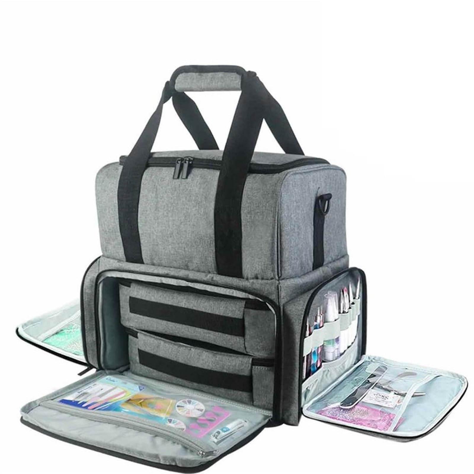 Almacenamiento De Esmaltes De Uñas Bolsa de almacenamiento de esmalte de uñas, organizadores de esmalte de uñas y estuche de almacenamiento, soporte for herramientas de NailArt de doble capa, bolsas y