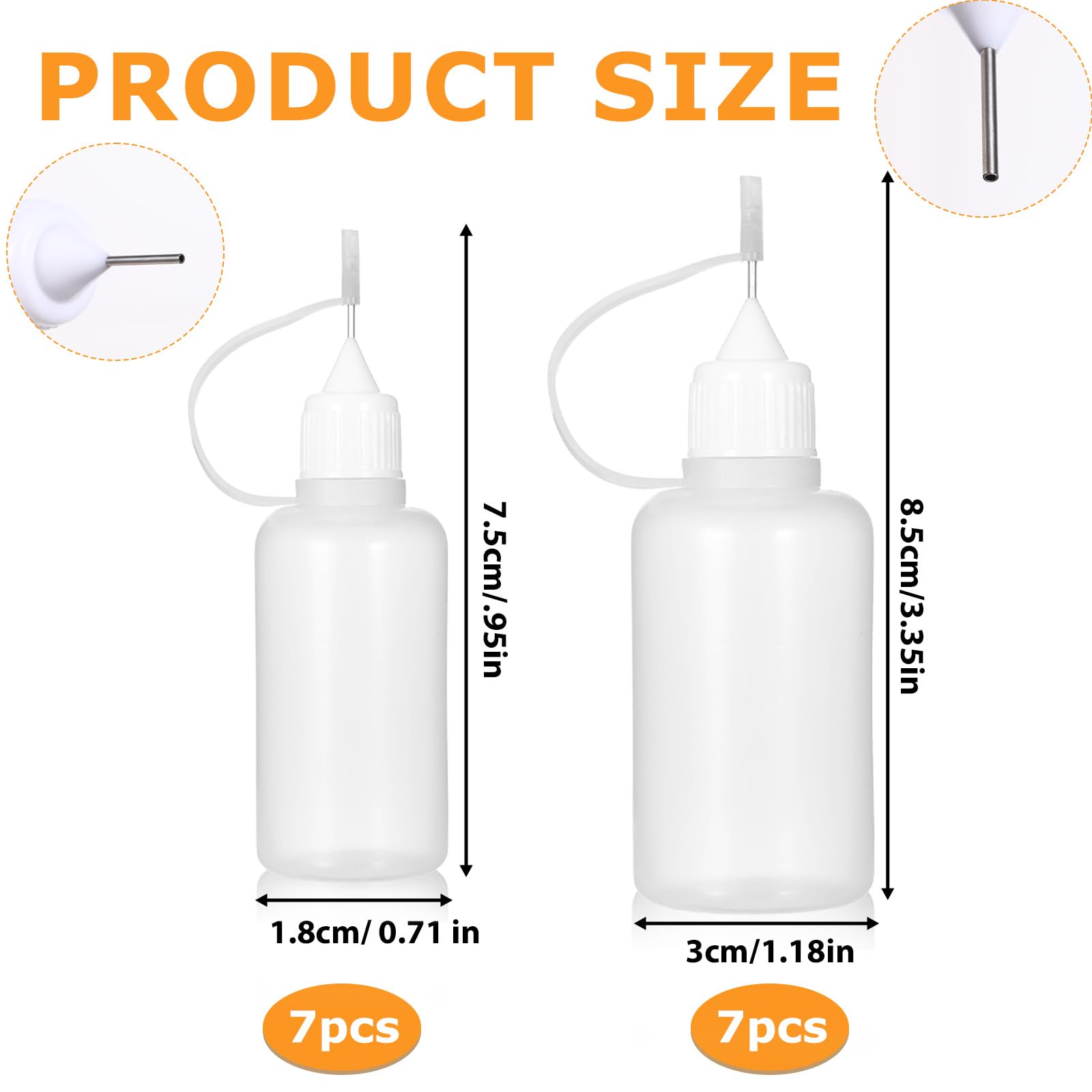 Produktbild von Joselin Applikatorflaschen-Set 4x 30 Ml Mit Nadelspitzen & Trichter – Quetschflasche Für Kleber, Öle, Farben – Auslaufsicher & Gradierbar