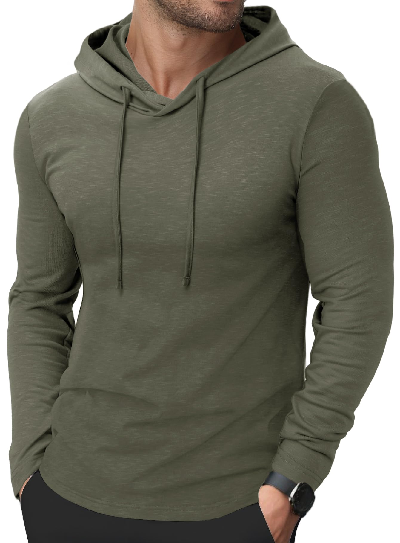HMIYA Hoodies for Men Lightweight Gym to Street Mens Hooded Shirt Drawstring Pullover Long Sleeve Workout Tops M-3XL