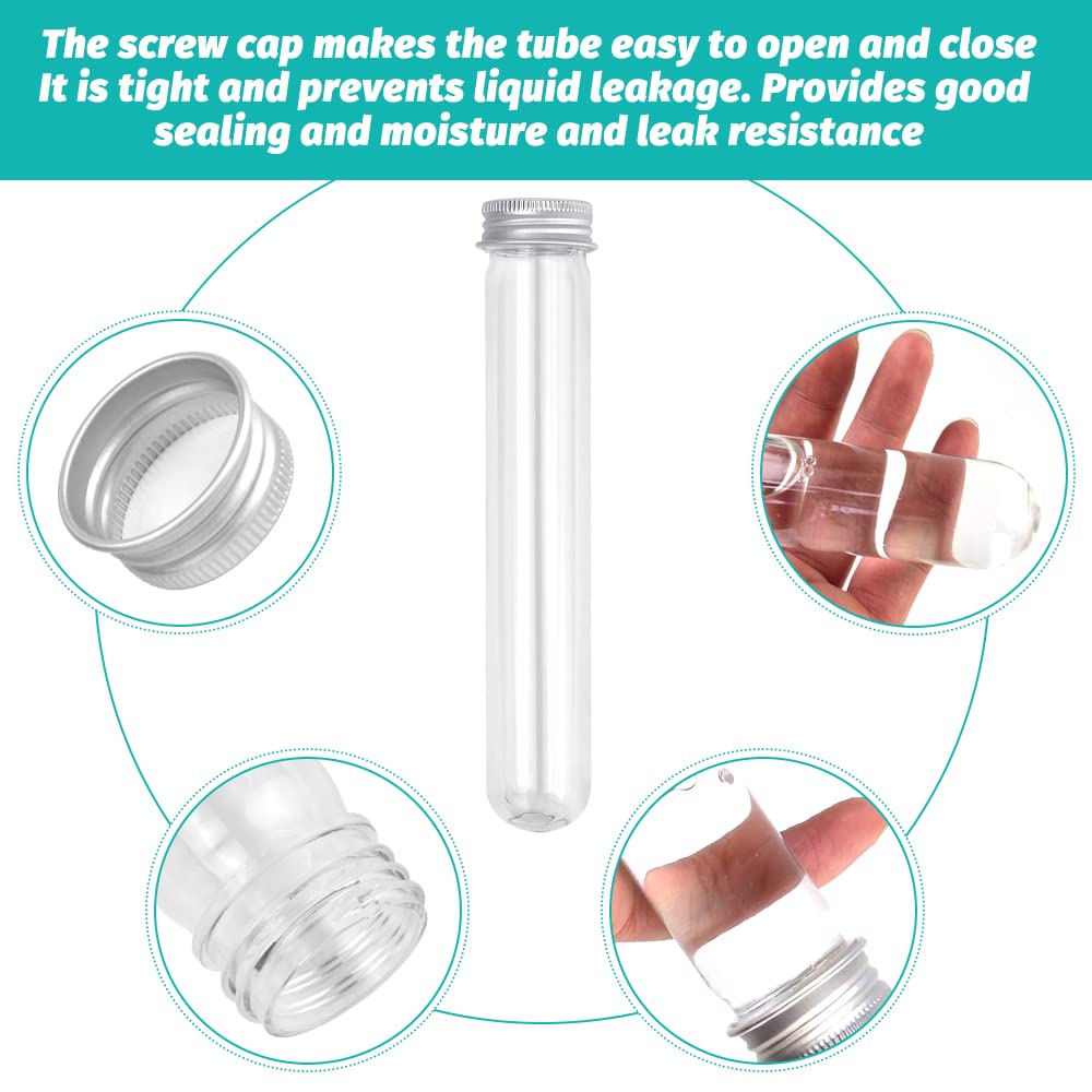 Tubes à Essai Plastique 80ml - Lot De 10 - Bouchon Vis - Transparent - Pour Bonbons Ou DIY