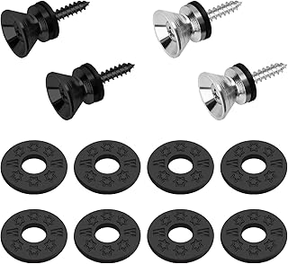 8pcs Guitar Strap Locks and 4pcs Buttons sets,Guitar Strap Gaskets Rubber Strap Blocks Guitar Protector and Guitar Strap Nails Strap Buttons Tail Pins Guitar Strap Buckles,for all guitar