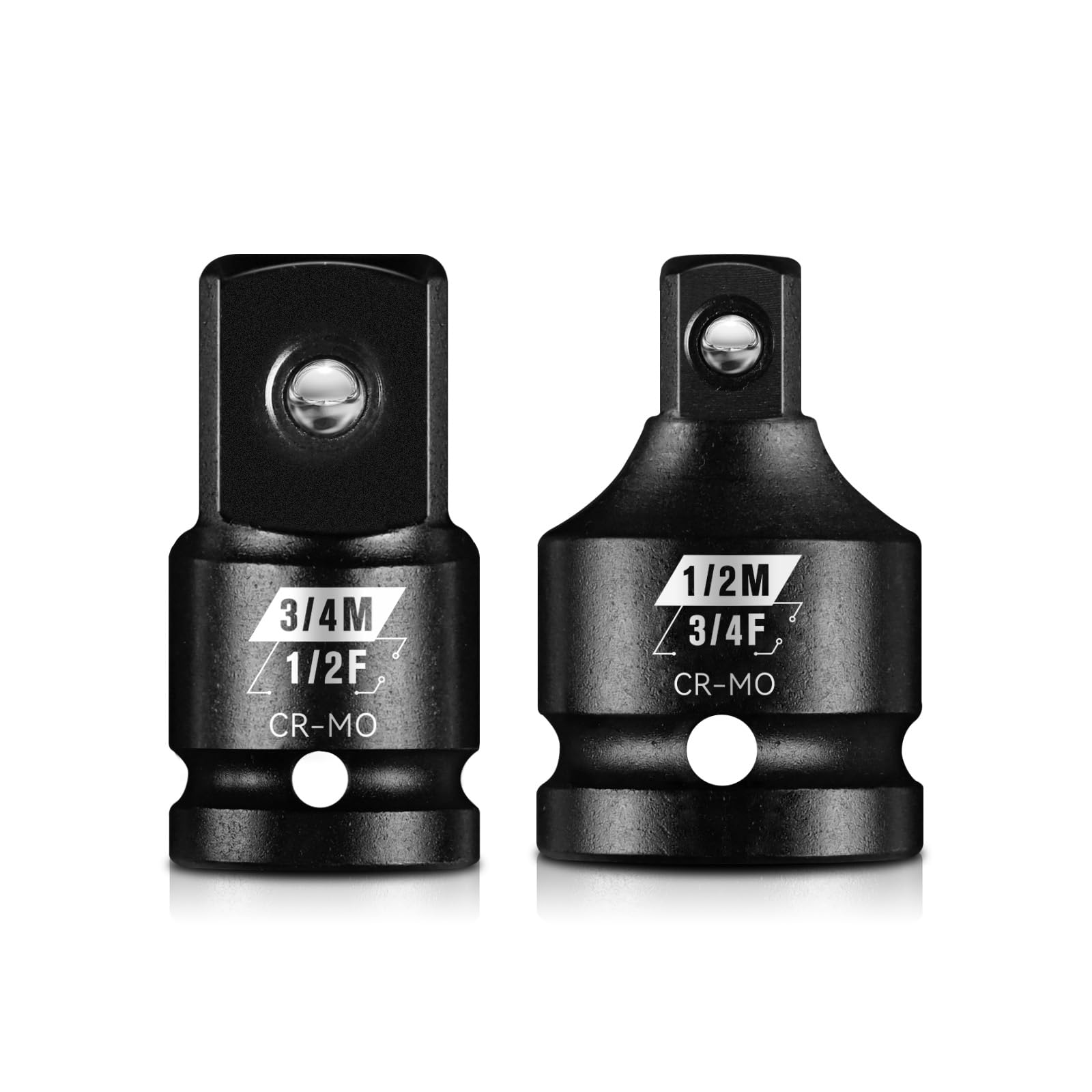 BLACKROBOT 2PCS Impact Socket Adapter and Reducer Set, 1/2" to 3/4" & 3/4" to 1/2" Socket Adapter Set, SAE Drive Cr-Mo Steel Exceeds ANSI Standards,