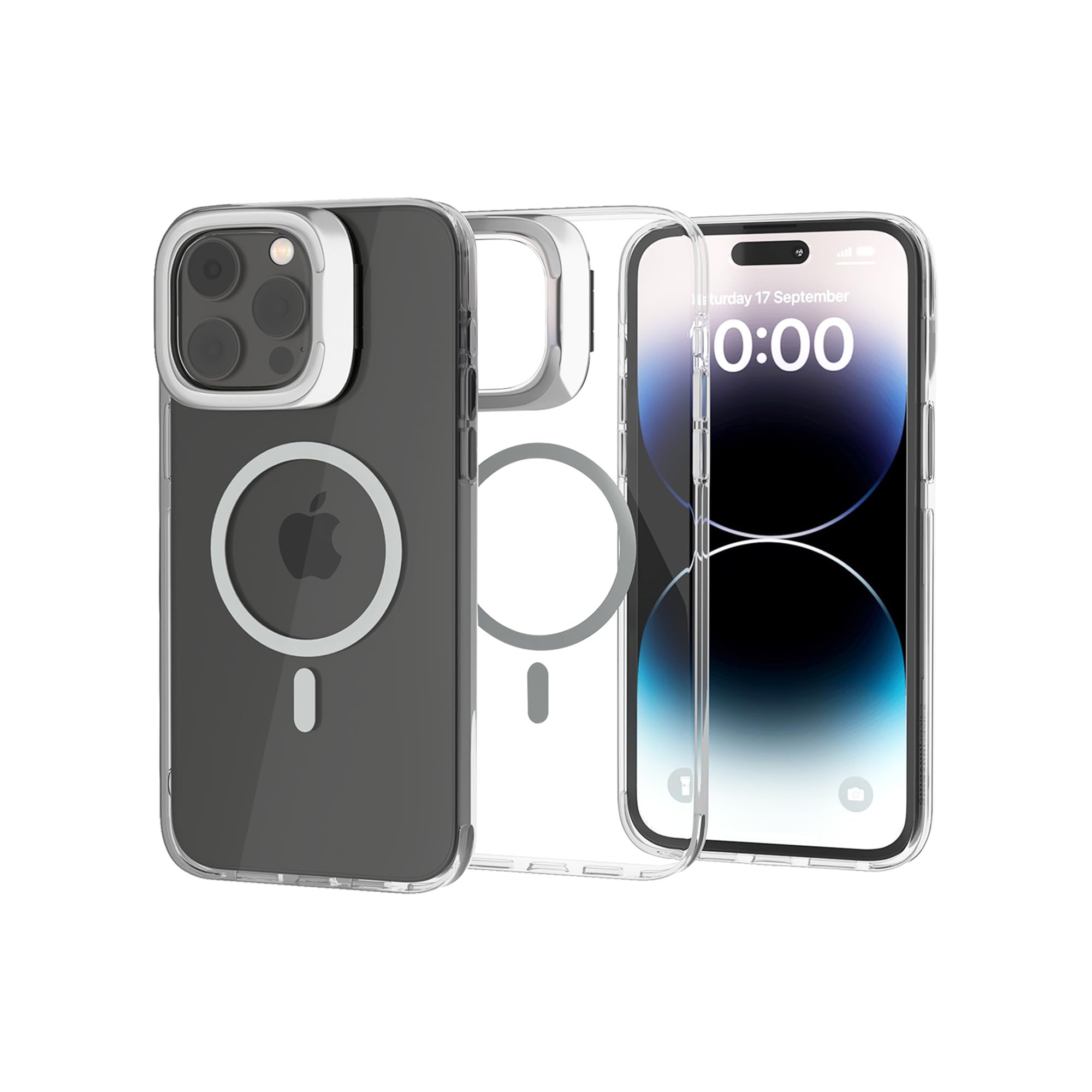 amazon basics iPhone 15 Pro Max Case, Compatible with MagSafe, Military-Grade Protective Case, Built-in Stash Stand Phone Case, Scratch-Resistant TPU Back Cover, Classic Series, Clear (B0CZT66WLM) Amazon Price History, Amazon Price Tracker