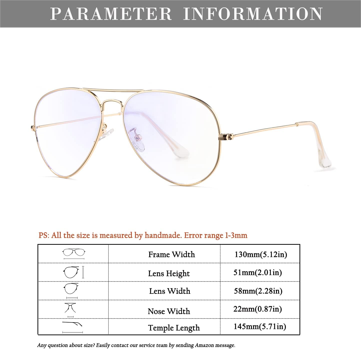 HJSTES Clear Lens Aviator Glasses Blue Light for Women Men Classic Pilot Frame Non-prescription Eyeglasses - Image 8