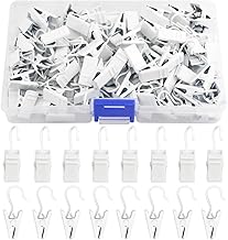 WMYCONGCONG Lot de 100 Pinces à Rideaux avec Crochets, Petit Crochet très résistant, Guirlande Lumineuse de fête, Support de Fil pour Rideaux, décoration d'intérieur, draperie Artistique (Blanc)