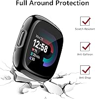 Vista 5 de Tobfit Funda protectora de pantalla para Fitbit Sense 2 / Fitbit Versa 4, TPU chapado en suave alrededor de la cubierta protectora sensible al tacto