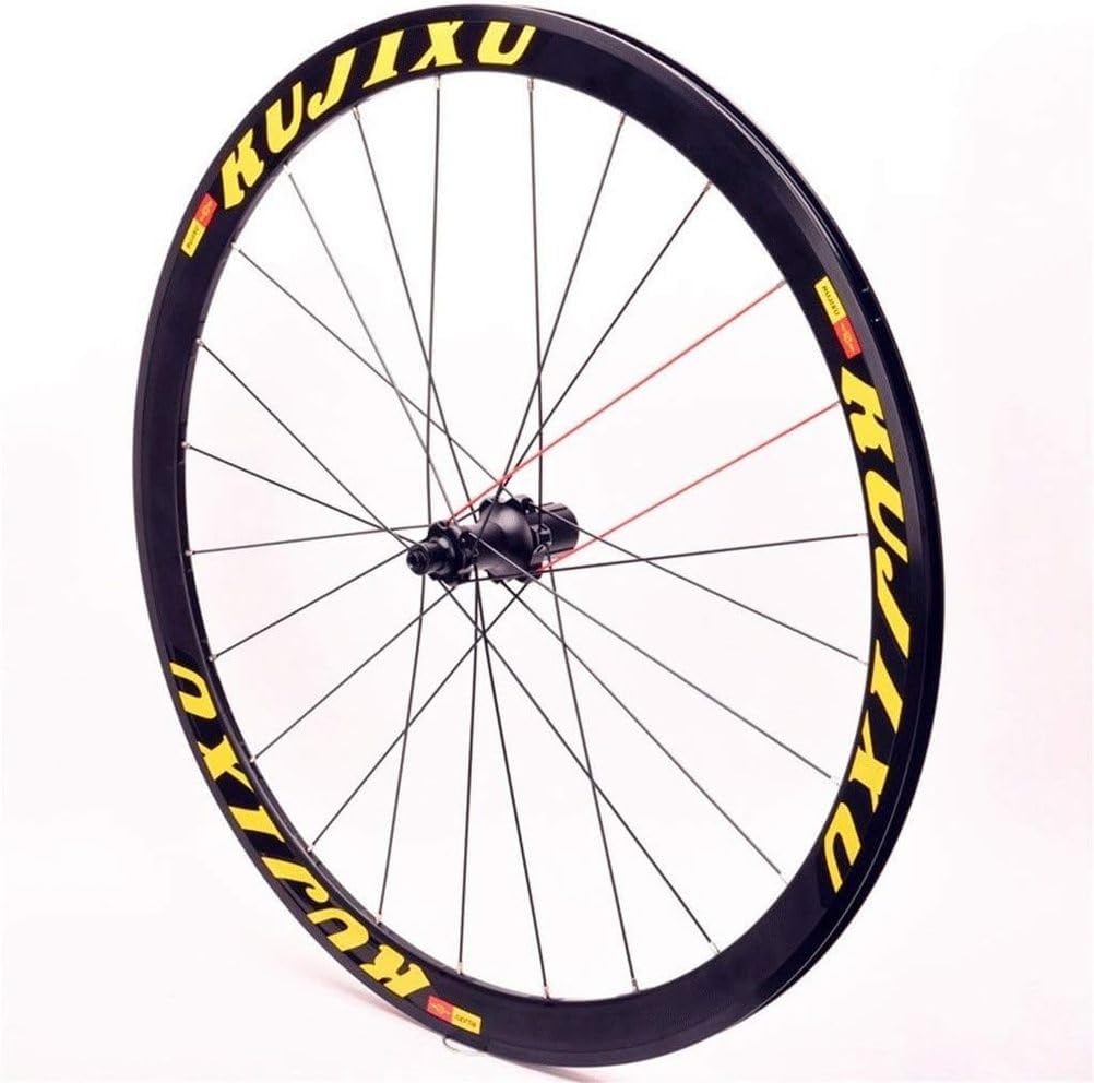 38Mm Road Bike Spare Parts 700C Front & Rear Double Wall Aluminum Rims Sealed Bearing C/V Brake QR 8~11S Cassette Flywheel(Gold)