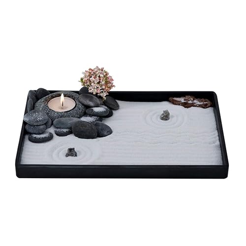 Handmade Zen Garden Pebble Tealight Candle Holder Set Quiet Spring