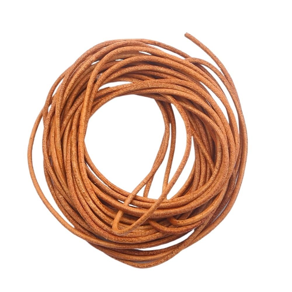Jewelry Making Cord 1piece Beading Cords String Strap, Genuine Leather Round Rope Cord for DIY Sewing Woven Supplies