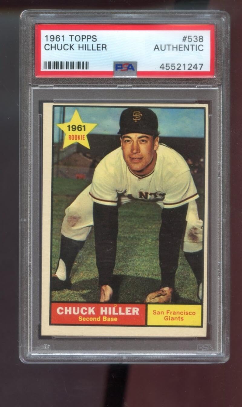 1961 Topps #538 Chuck Hiller PSA AUTHENTIC Graded Baseball Card MLB HIGH NUMBER HN San Francisco Giants