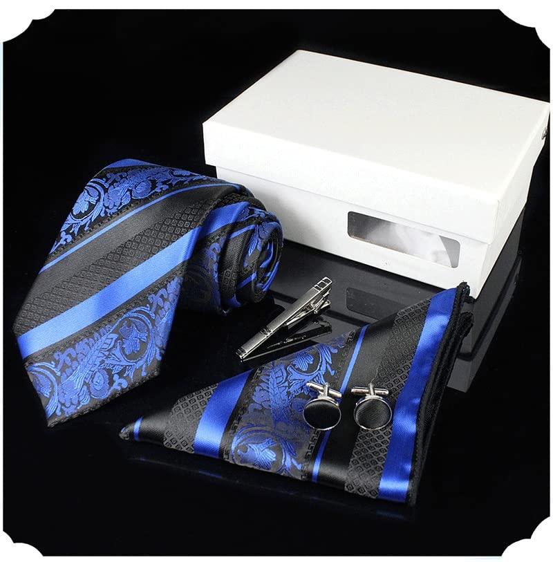Corbata de Seda para Hombre con Set de Pañuelo y Gemelos miniatura 3