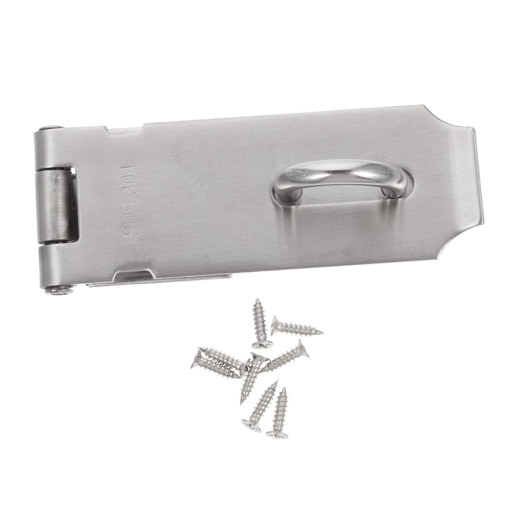 KONTONTY 1 Set Latches Door Locks Door Hasp Keyed Padlock Pet Gate Lock Black Door Knobs Bolts Hinge Trailer Door Handle Anti-Theft Lock Hasp Cabinet Lock Hasp 304 Stainless Steel Silver