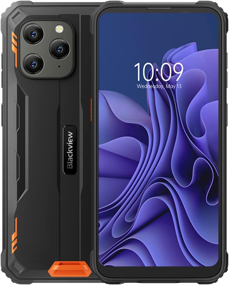 Blackview IP68 Rugged Mobile Phone BV5300, ArcSoft® 13MP+5MP, 4GB+32GB(1TB Extension), 3 Card Slot, Android 12 DUAL SIM Free Waterproof Smartphone Unlocked, 6.1” HD+, 6580mAh Battery, GPS Orange