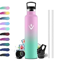 Borraccia Acciaio Inox 1 Litro, Bottiglia Termiche con Cannuccia