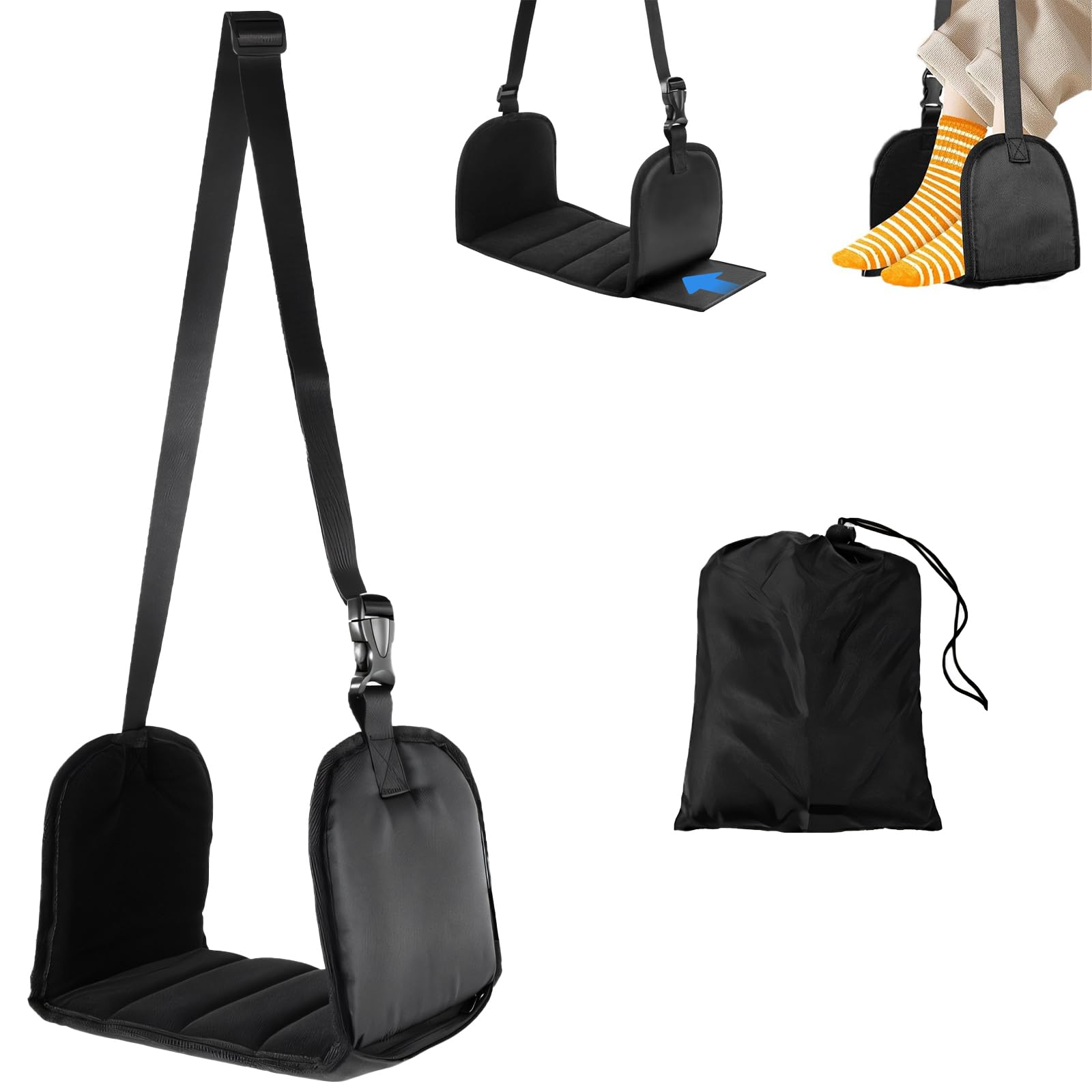 3pcs Foot Hammock for Flight Set, Portable Adjustable Airplane Foot Rest