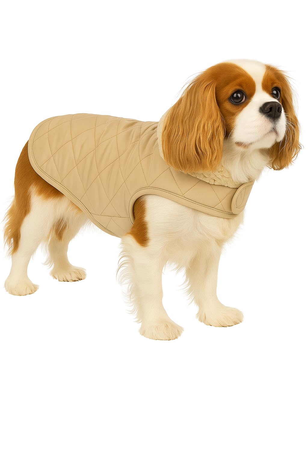 dog coat - Flamingo Bonnie Beige - A:40cm B:34–40cm C:54–60cm - polyester - water-repellent - plush inner lining - Hook-and-loop fastener closure - made in Europe