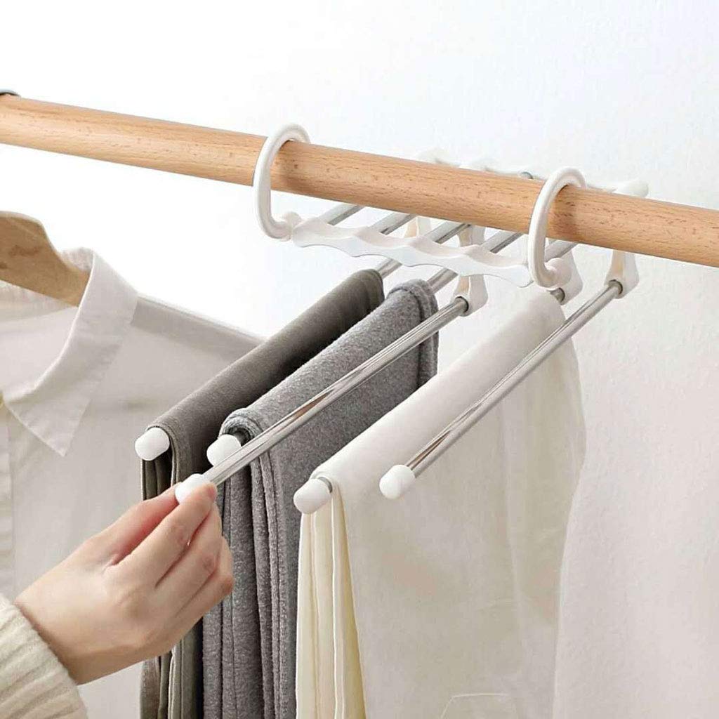 WEKIWGOT 2 stuks Broekhanger Kleerhanger, ruimtebesparend, 9 etages antislip vouwbare multihanger, kleerkast organizer voor broeken voor dames en heren, sjaals, jeans, kleding, handdoeken