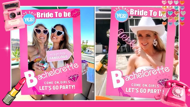 15 Accessoires Photomaton "Let's Go Party" - Décoration Fête Anniversaire Fille - Rose Vif - Pour Enterrement De Vie De Jeune Fille