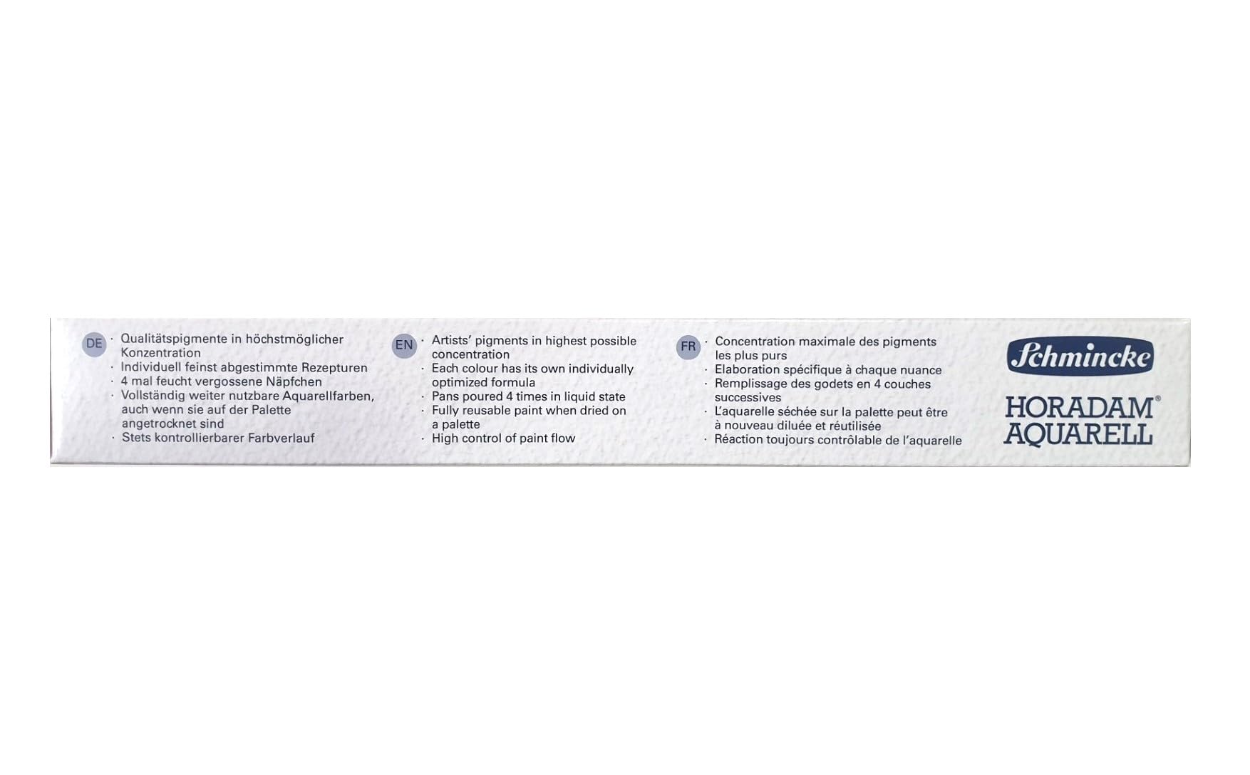 Schmincke Horadam Lot de 48 demi-godets aquarelles dans une boîte en aluminium Sélection générale + 2 cartes postales aquarelles Fabriqué en Allemagne