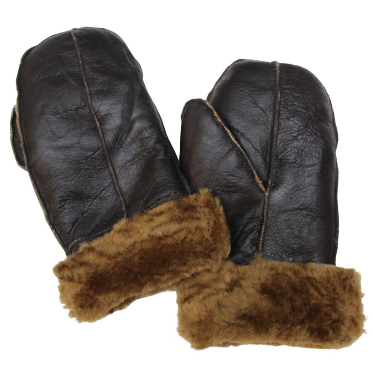 Unisex Handmade Real Leather Thick Warm Winter Sheepskin Shearling Mitten Gloves