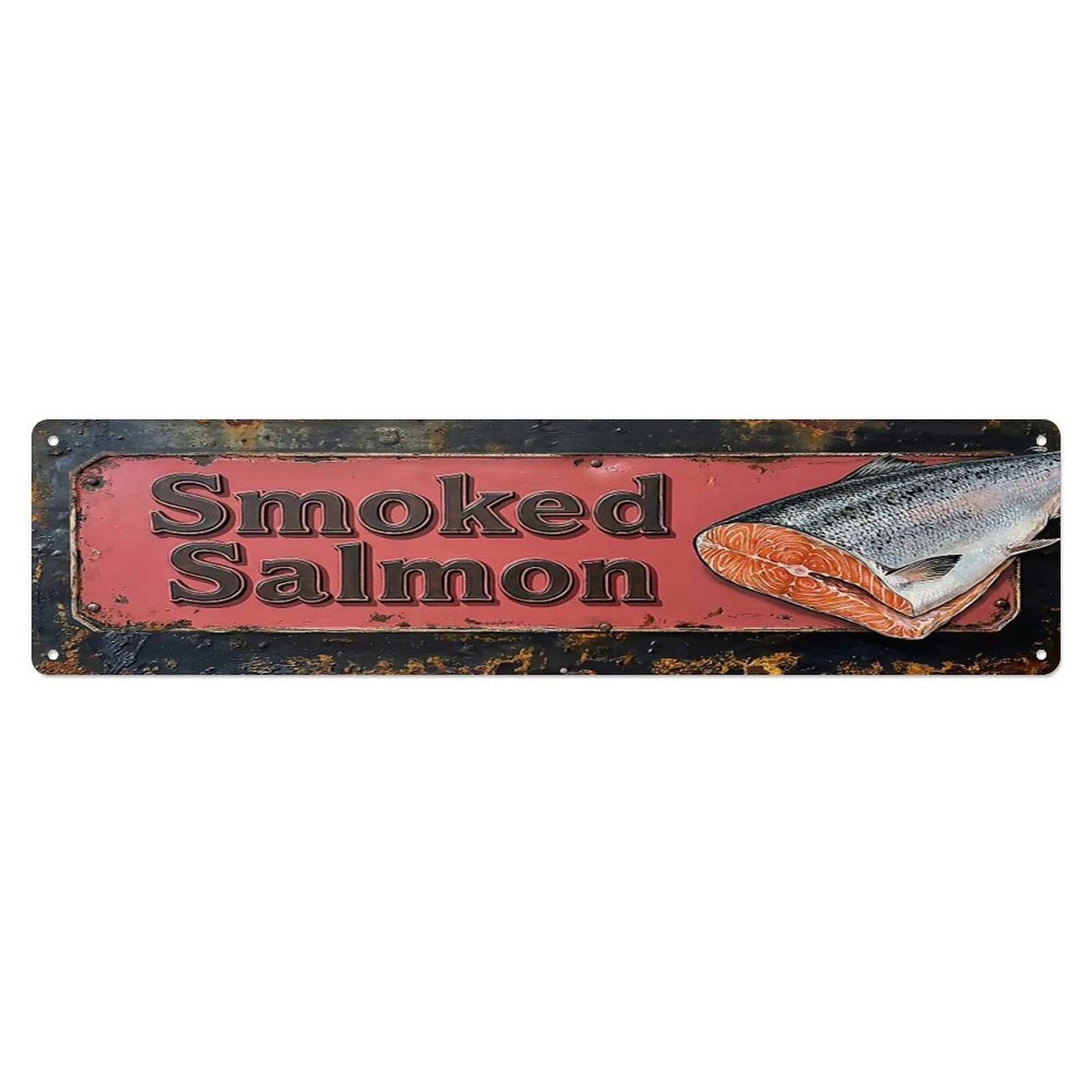 Vintage Smoked Salmon Wild Farmhouse Metal Tin Sign