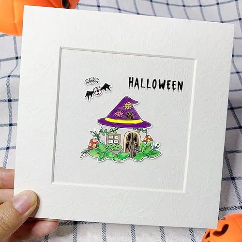 Miniatura 4 de Troqueles de corte de Halloween y sellos transparentes para Halloween, dibujos animados, bruja, fantasma, gatos, sellos y troqueles para hacer